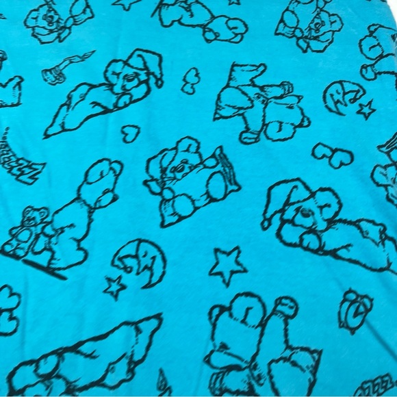 Zoo Crew 80s Aqua Blue TEDDY BEAR PJS MOON stars Long Night Shirt Cotton womens - Picture 8 of 10